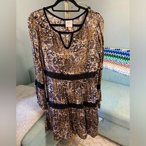 Knox Rose Paisley Boho Velvet Bell Sleeve Size Medium